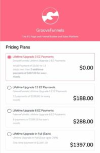 Groove Funnels Pricing Plan