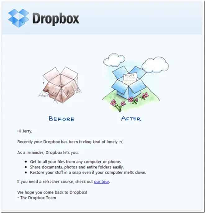 best email marketing campaign examples dropbox