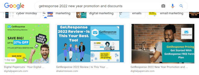 Rank number 1 on “GetResponse 2022 New Year Promotion and Discounts”
