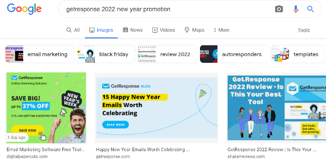 Rank number 1 on “GetResponse 2022 New Year Promotion”