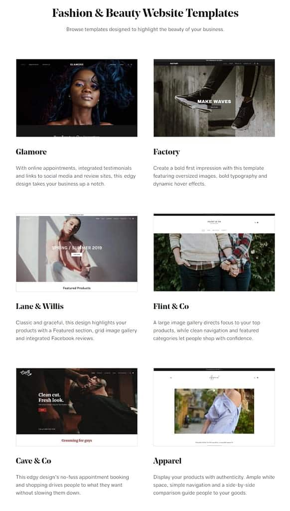 godaddy fashion and beauty template
